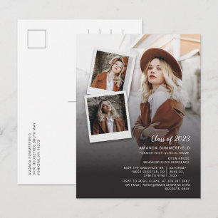 Abschluss 2025 Open House Grad Multi Foto Script Einladungspostkarte