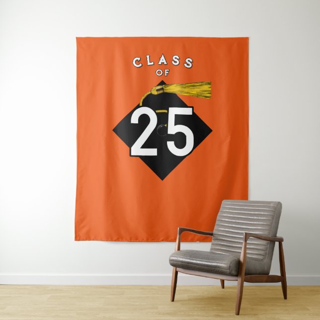 Abschluss 2025 Orange Foto Hintergrund Wandteppich (Beispiel)