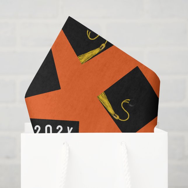 Abschluss 2025 Orange Seidenpapier (Geschenktüte)