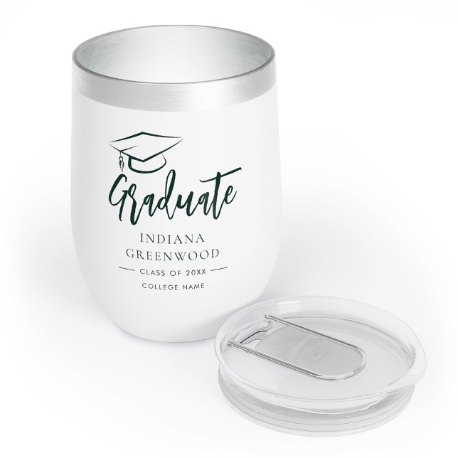 Abschluss 2025 Personalisierte Grad Green (Graduation 2025 Script Personalized Grad Green Thermal Wine Tumbler)