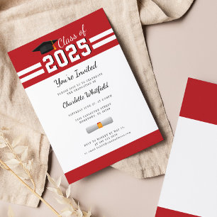 Abschluss 2025 Red White Gard Party Einladung