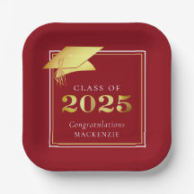 Abschluss 2025 Rote Imitate Metallic Gold