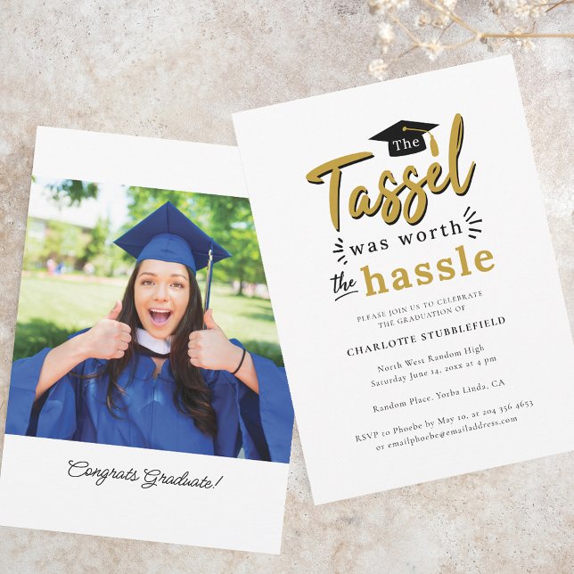 Abschluss 2025 Tassel Worth Hassle Party Einladung (Graduation 2025 Tassel Worth Hassle Party Invitation)