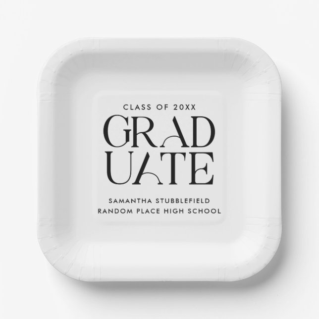 Abschluss 2025 Typografie Modernes Grad Party Pappteller (Vorderseite)
