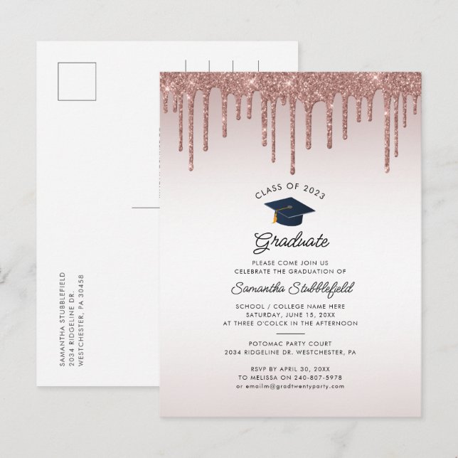 Abschluss 2025 Typografie Senior Grad Party Einladungspostkarte (Vorne/Hinten)