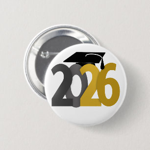 Abschluss 2026: Gold und Grau Button