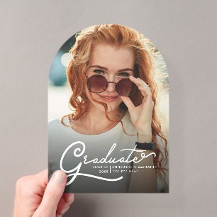 Abschluss 2026 Moderne Foto-Schrift Graduiertenpar Acryleinladungen