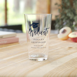 Abschluss 2026 Schrift Navy Blau Personalisierter  Glas