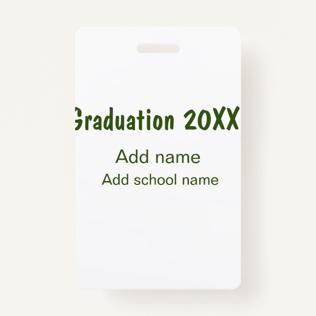 Abschluss 20XX Jahr Jahr Name Schule Grün modern Ausweis (Vorderseite)