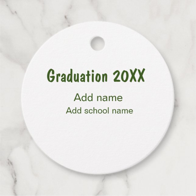 Abschluss 20XX Jahr Jahr Name Schule Grün modern Geschenkanhänger (Vorderseite)