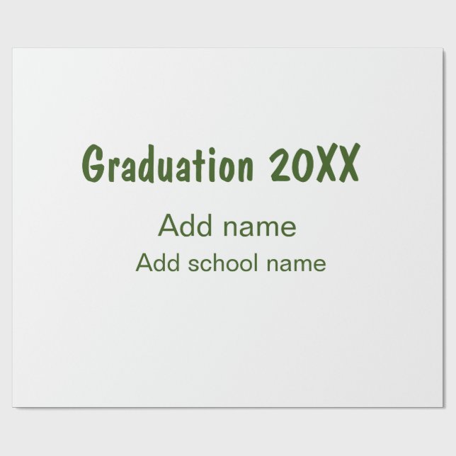 Abschluss 20XX Jahr Jahr Name Schule Grün modern Geschenkpapier (Flach)