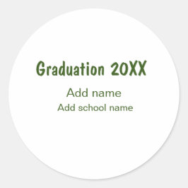 Abschluss 20XX Jahr Jahr Name Schule Grün modern Runder Aufkleber