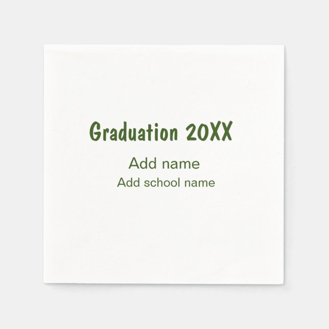 Abschluss 20XX Jahr Jahr Name Schule Grün modern Serviette (Vorderseite)