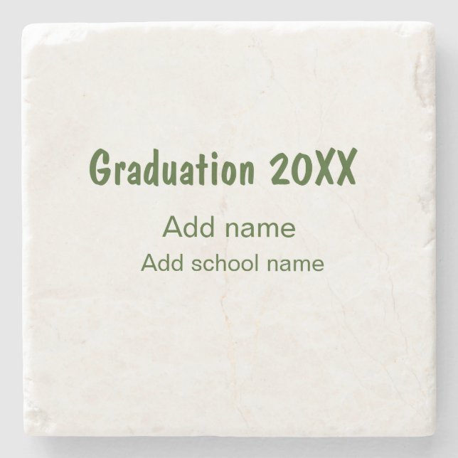 Abschluss 20XX Jahr Jahr Name Schule Grün modern Steinuntersetzer (Vorderseite)