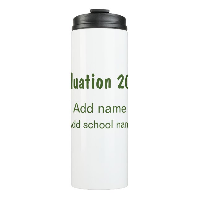 Abschluss 20XX Jahr Jahr Name Schule Grün modern Thermosbecher (Vorderseite)