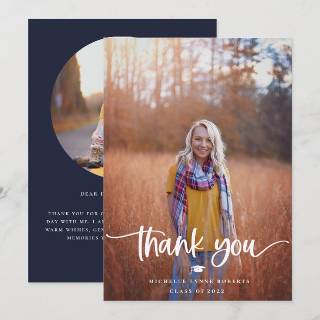 Abschluss 2 Foto Dankeschön Karte (Vorne/Hinten)