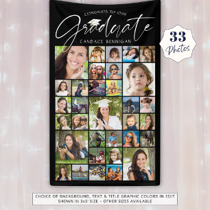 Abschluss 33 Foto Collage Script Schwarz-weiß Banner