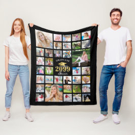 Abschluss 35 Foto Collage KLASSE JAHR Schwarz Fleecedecke