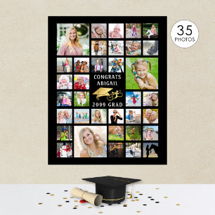 Abschluss 35 Foto-Collage Metallic Gold Schwarz Poster