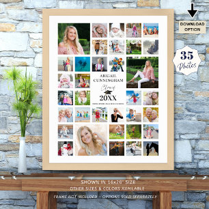 Abschluss 35 FotoCollage Class Jahr weiß Poster