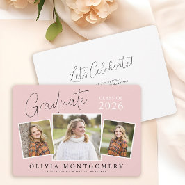 Abschluss 3 Foto Moderne Schrift Graduation Party Einladung