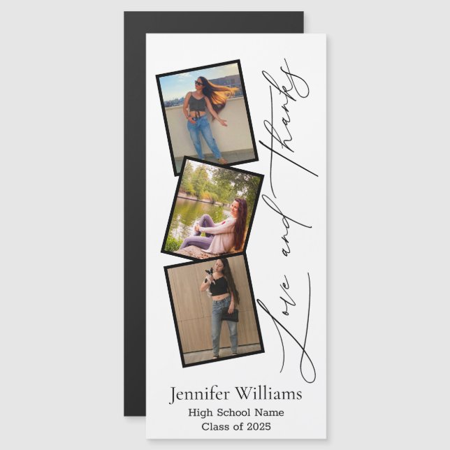 Abschluss 3 Foto Stand Danke Magnet (Vorne/Hinten)