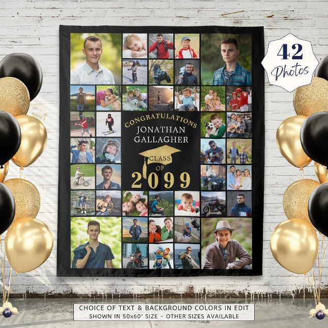 Abschluss 42 Fotocollage Class Jahr Ihre Farben Wandteppich (Von Creator hochgeladen)