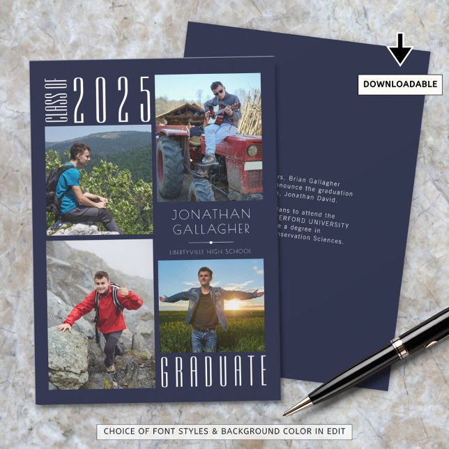 Abschluss 4 Fotos Navy Blue oder Ihre Farbe Ankündigung (Von Creator hochgeladen)