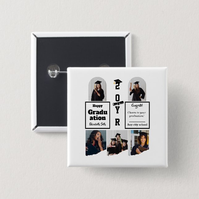Abschluss 5 Foto-Feier Absolventenvorlage Button (Vorne & Hinten)