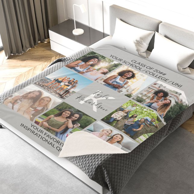 Abschluss 8 FotoCollage and Quote Gray Graduate Sherpadecke (Von Creator hochgeladen)