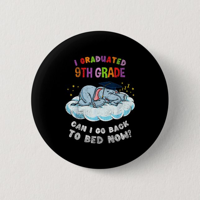 Abschluss 9. Klasse Elefant lustiger Abschluss Button (Vorderseite)