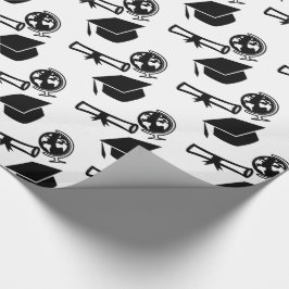 Abschluss-Absolvent-Kappen-Quasten-Welt weiß und Geschenkpapier