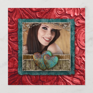 Abschluss-Absolvent-Western-Leder-coole Einladung