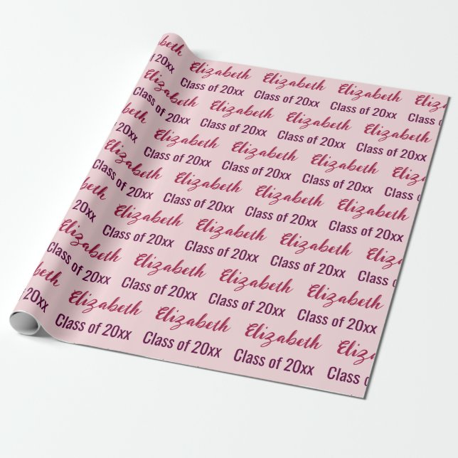 Abschluss Absolventenname Blassrosa Geschenkpapier (Ungerollt)
