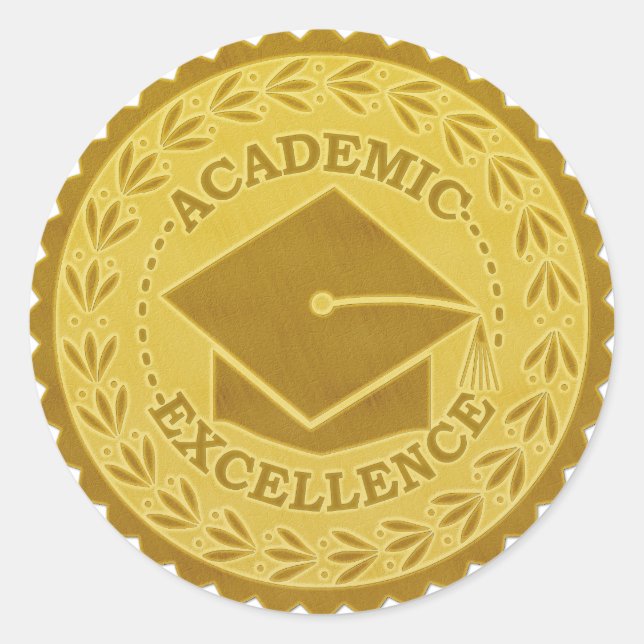 Abschluss Academic Excellence Imitate Gold Siegel Runder Aufkleber (Vorderseite)