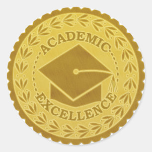 Abschluss Academic Excellence Imitate Gold Siegel Runder Aufkleber