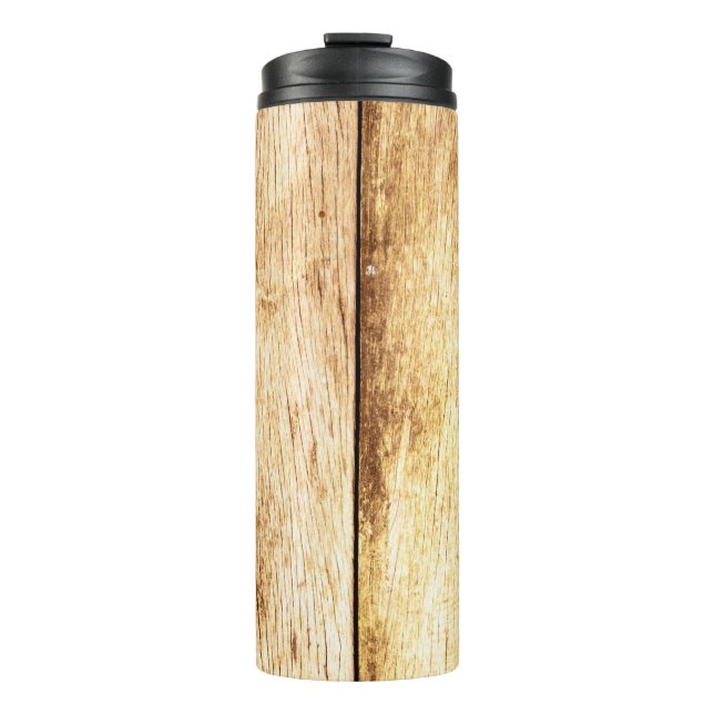 Abschluss alter Holztextur Thermosbecher (Vorderseite)