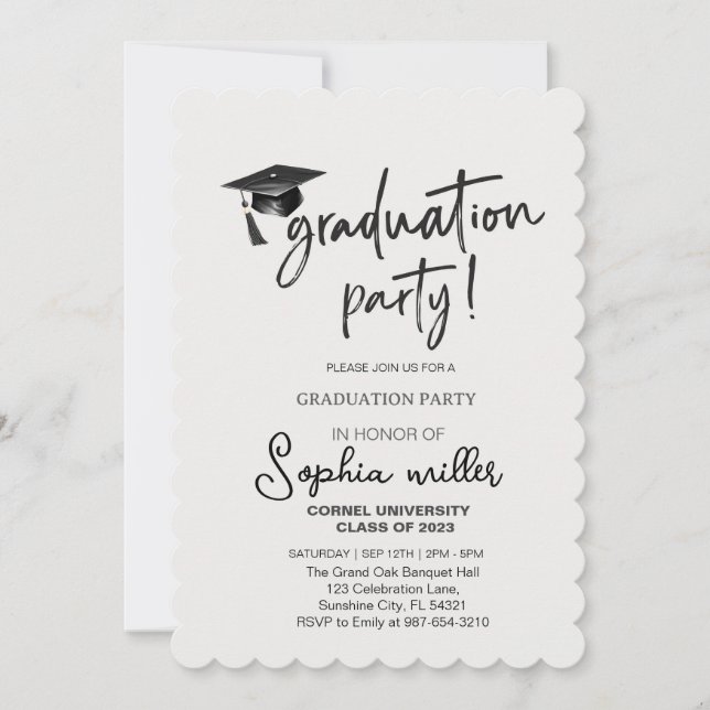 Abschluss an der High School, Graduierungsparty Einladung (Vorderseite)