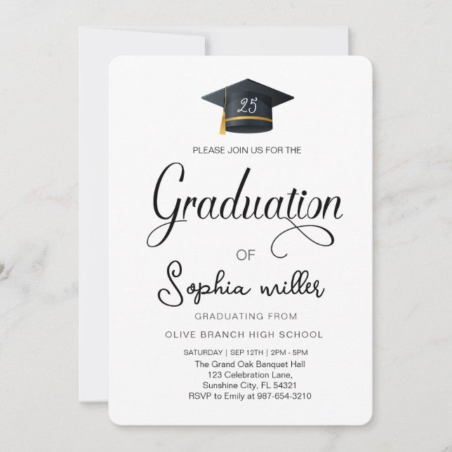 Abschluss an der High School, Graduierungsparty Einladung (Vorderseite)