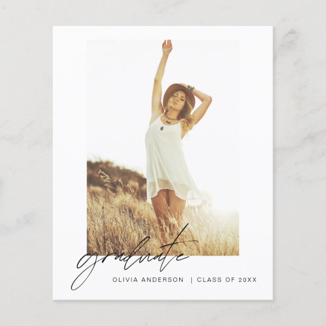 Abschluss Ankündigung Foto Minimalistisch (Vorderseite)