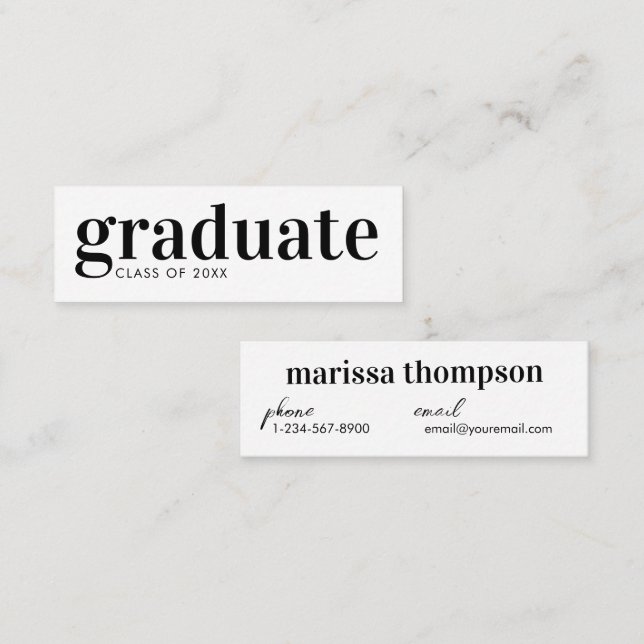 Abschluss-Ankündigung Graduate Business Card Mini Visitenkarte (Vorne/Hinten)