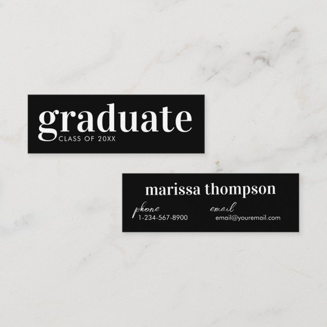 Abschluss-Ankündigung Graduate Business Card Mini Visitenkarte (Vorne/Hinten)