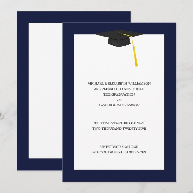 Abschluss Ankündigung Navy Blue (Vorne/Hinten)