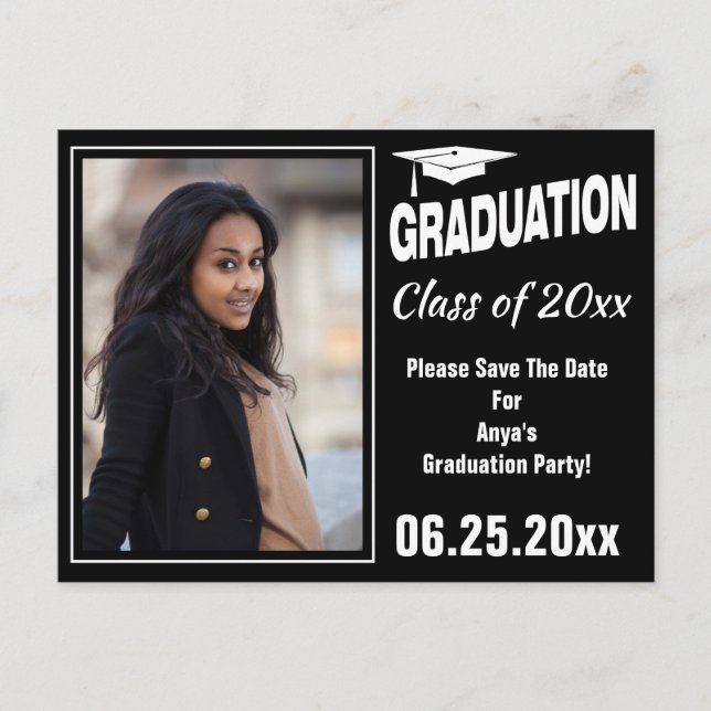 Abschluss Annoucement Foto Save the Date Ankündigungspostkarte (Vorderseite)