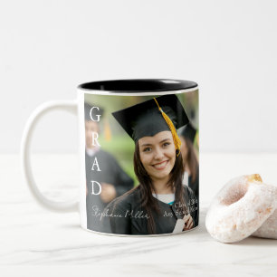 Abschluss Anpassbarer Name, Schule und Jahr Zweifarbige Tasse