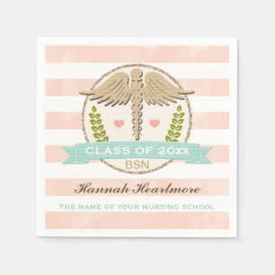 Abschluss Aqua und Coral Caduceus Nurse Serviette