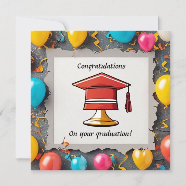 Abschluss Artwork mit Balloons Einladung (Vorderseite)