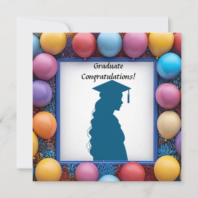 Abschluss Artwork mit Balloons Einladung (Vorderseite)