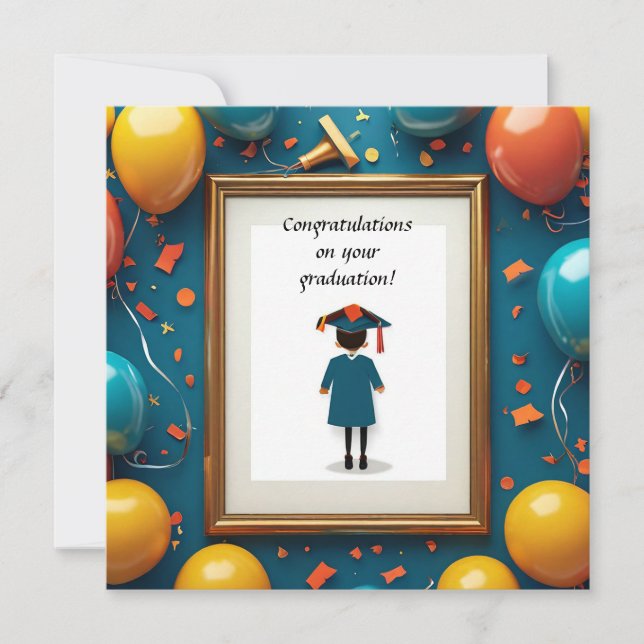 Abschluss Artwork mit Balloons Einladung (Vorderseite)