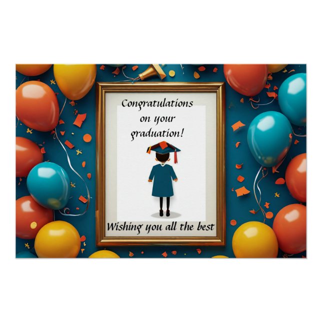 Abschluss Artwork mit Balloons Poster (Vorderseite)
